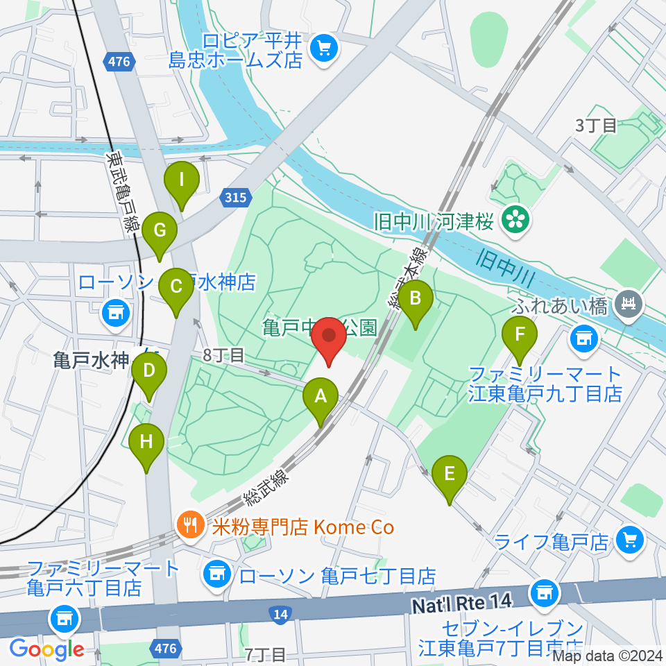 亀戸スポーツセンター周辺の駐車場・コインパーキング一覧地図