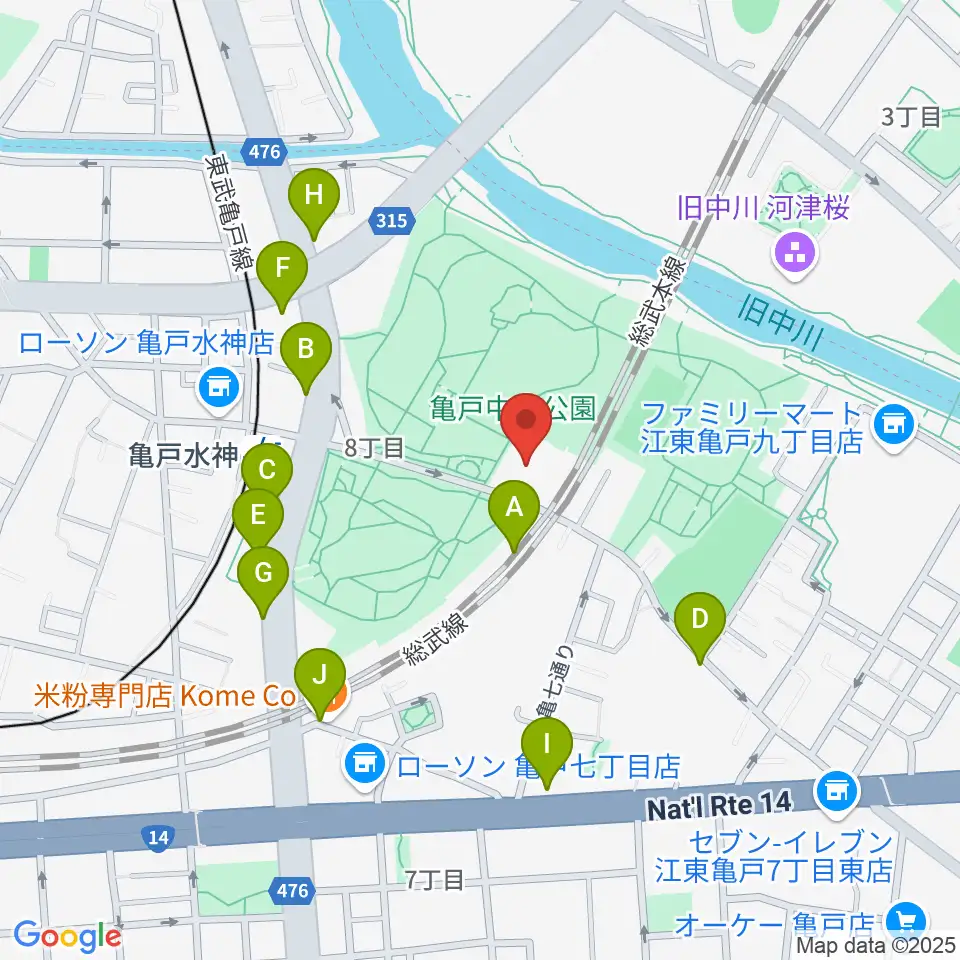 亀戸スポーツセンター周辺の駐車場・コインパーキング一覧地図