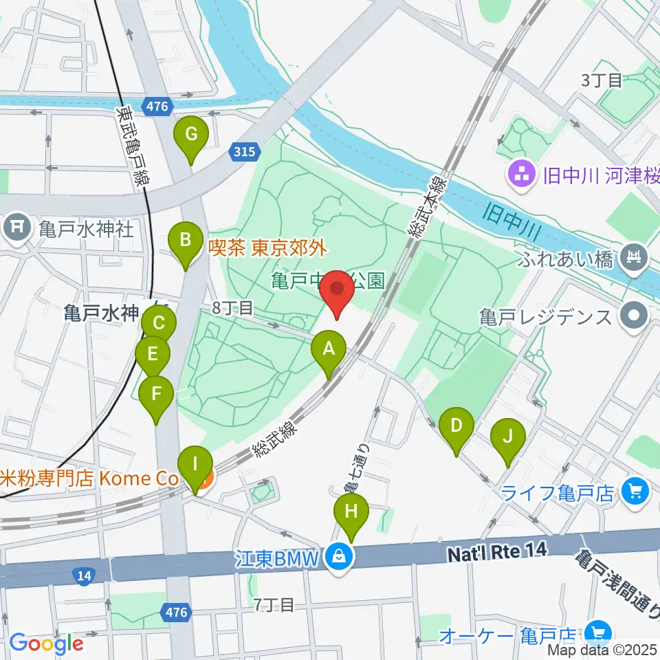 亀戸スポーツセンター周辺の駐車場・コインパーキング一覧地図