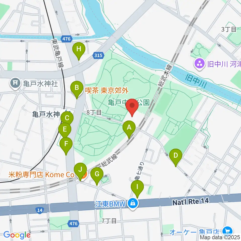 亀戸スポーツセンター周辺の駐車場・コインパーキング一覧地図