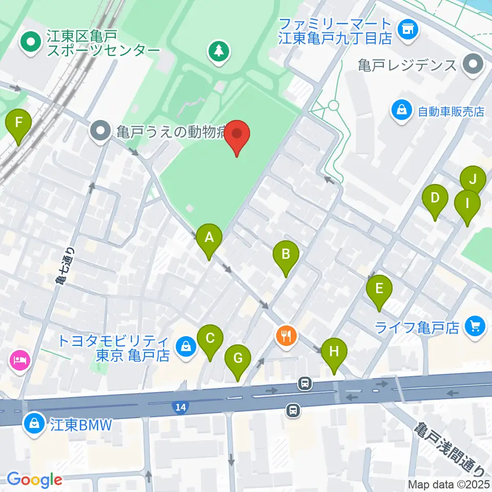 亀戸運動公園少年野球場周辺の駐車場・コインパーキング一覧地図
