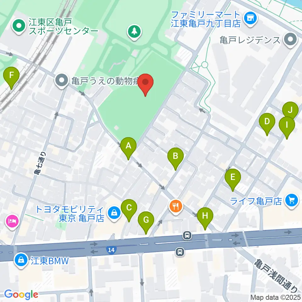亀戸運動公園少年野球場周辺の駐車場・コインパーキング一覧地図