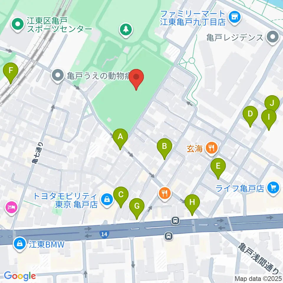 亀戸運動公園少年野球場周辺の駐車場・コインパーキング一覧地図