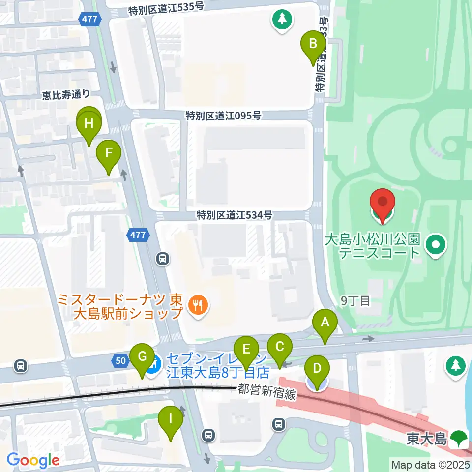 大島小松川公園小野球場周辺の駐車場・コインパーキング一覧地図