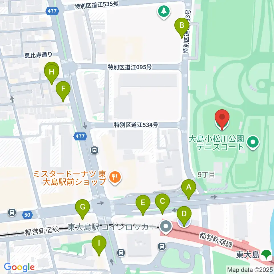 大島小松川公園小野球場周辺の駐車場・コインパーキング一覧地図