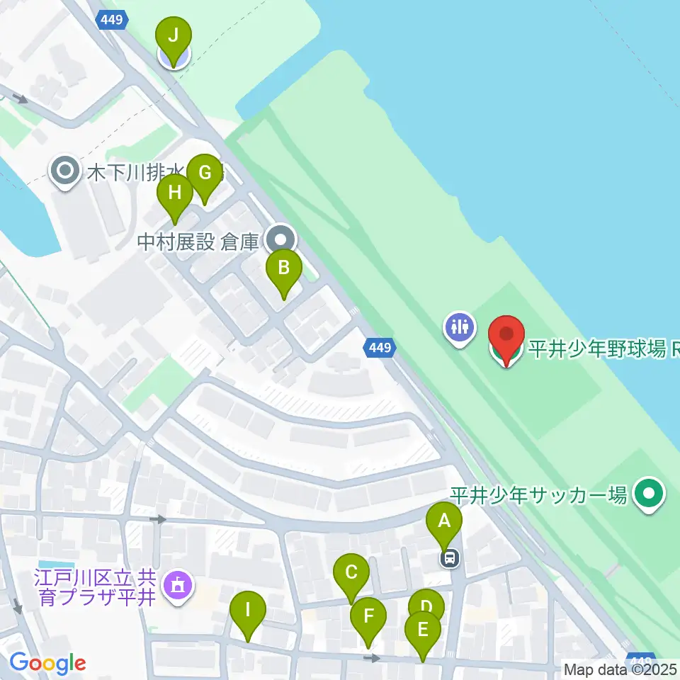 平井少年野球場周辺の駐車場・コインパーキング一覧地図