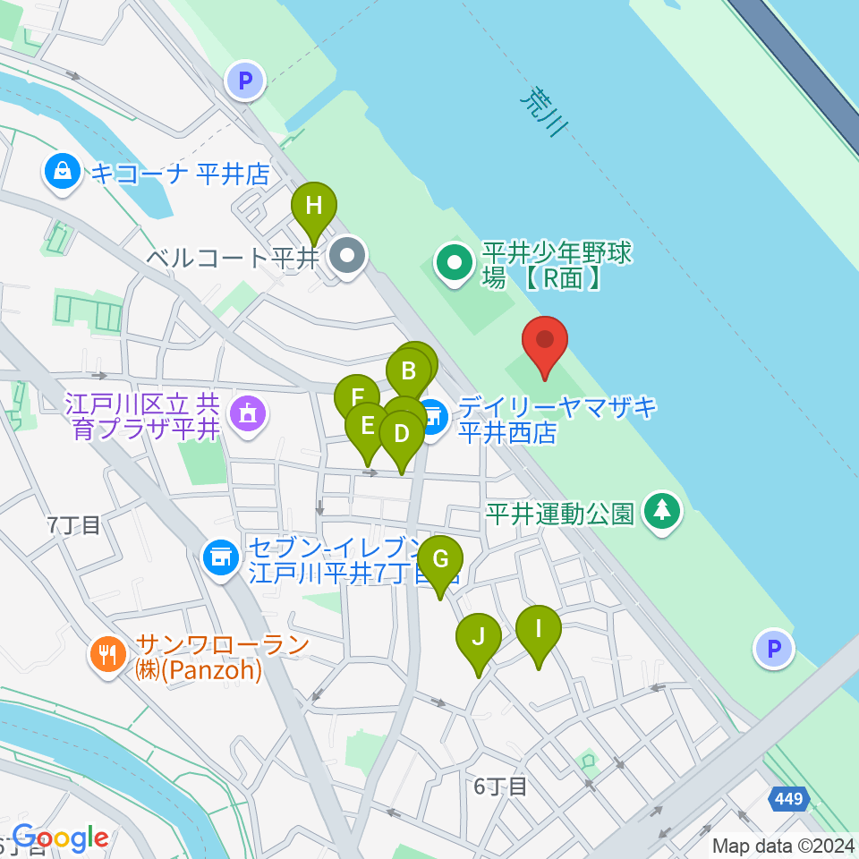 平井少年サッカー場周辺の駐車場・コインパーキング一覧地図