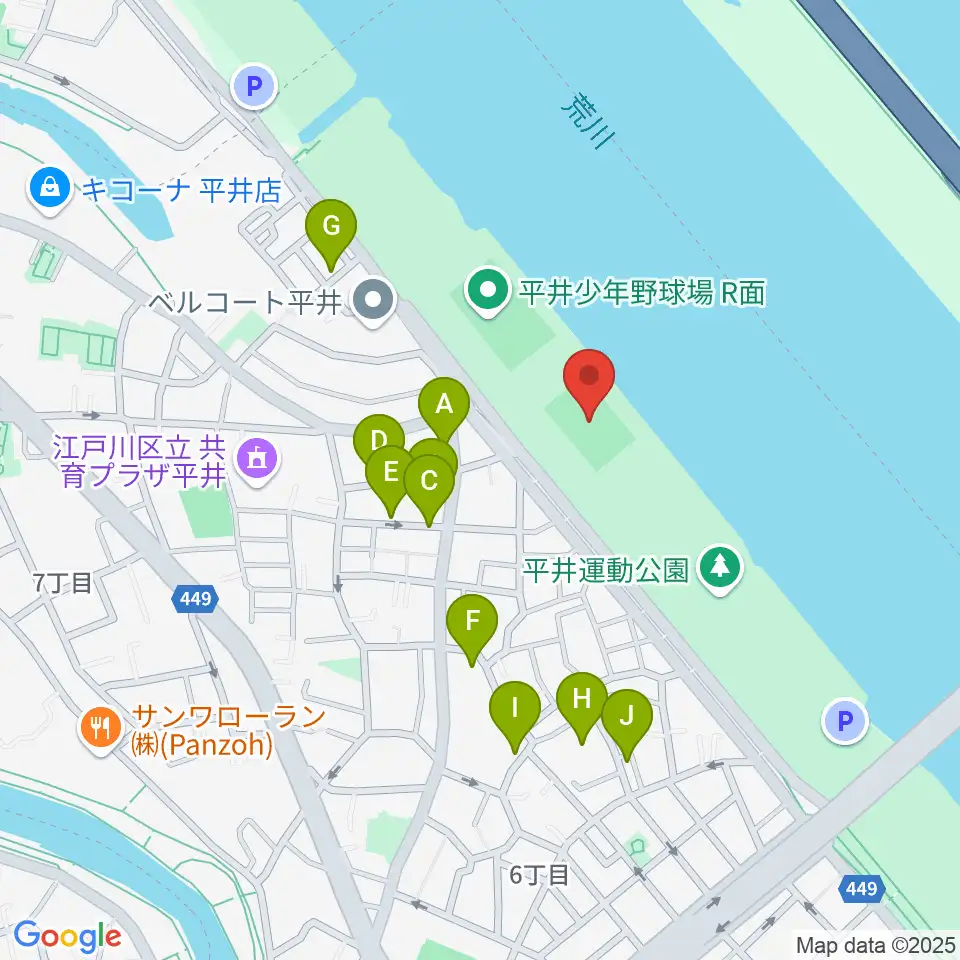 平井少年サッカー場周辺の駐車場・コインパーキング一覧地図