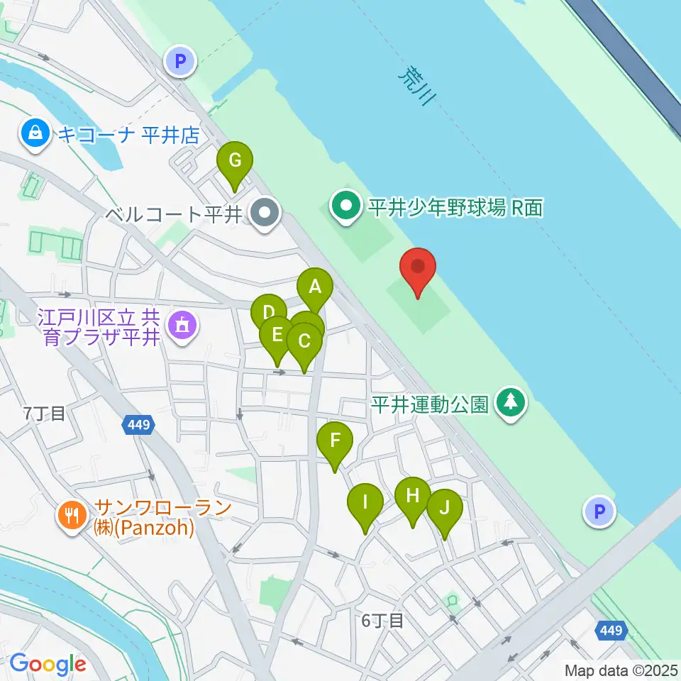 平井少年サッカー場周辺の駐車場・コインパーキング一覧地図