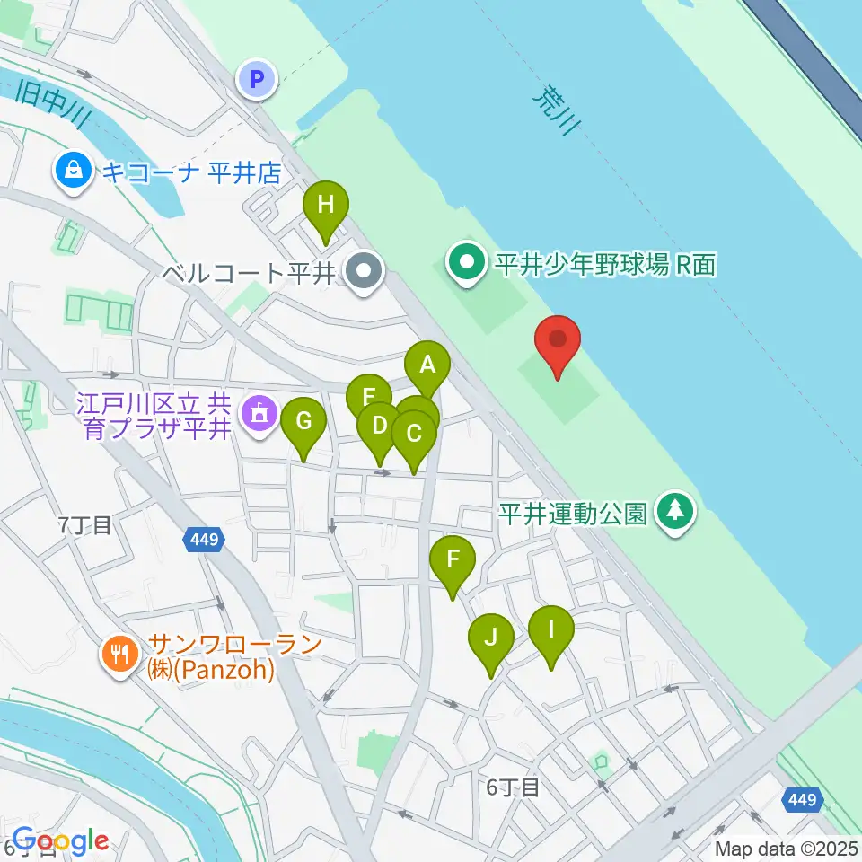 平井少年サッカー場周辺の駐車場・コインパーキング一覧地図