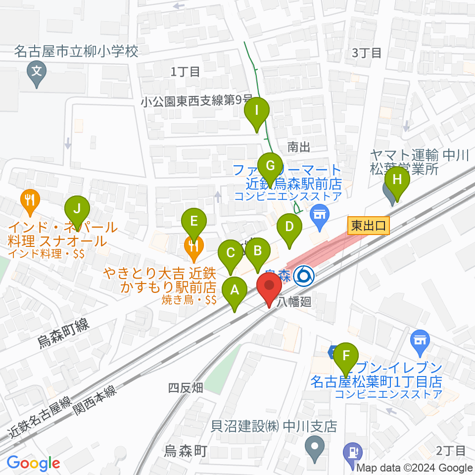 スタジオベティックス烏森駅前店周辺の駐車場・コインパーキング一覧地図