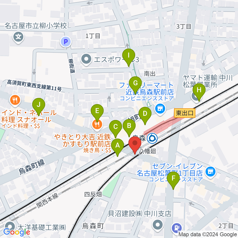 スタジオベティックス烏森駅前店周辺の駐車場・コインパーキング一覧地図