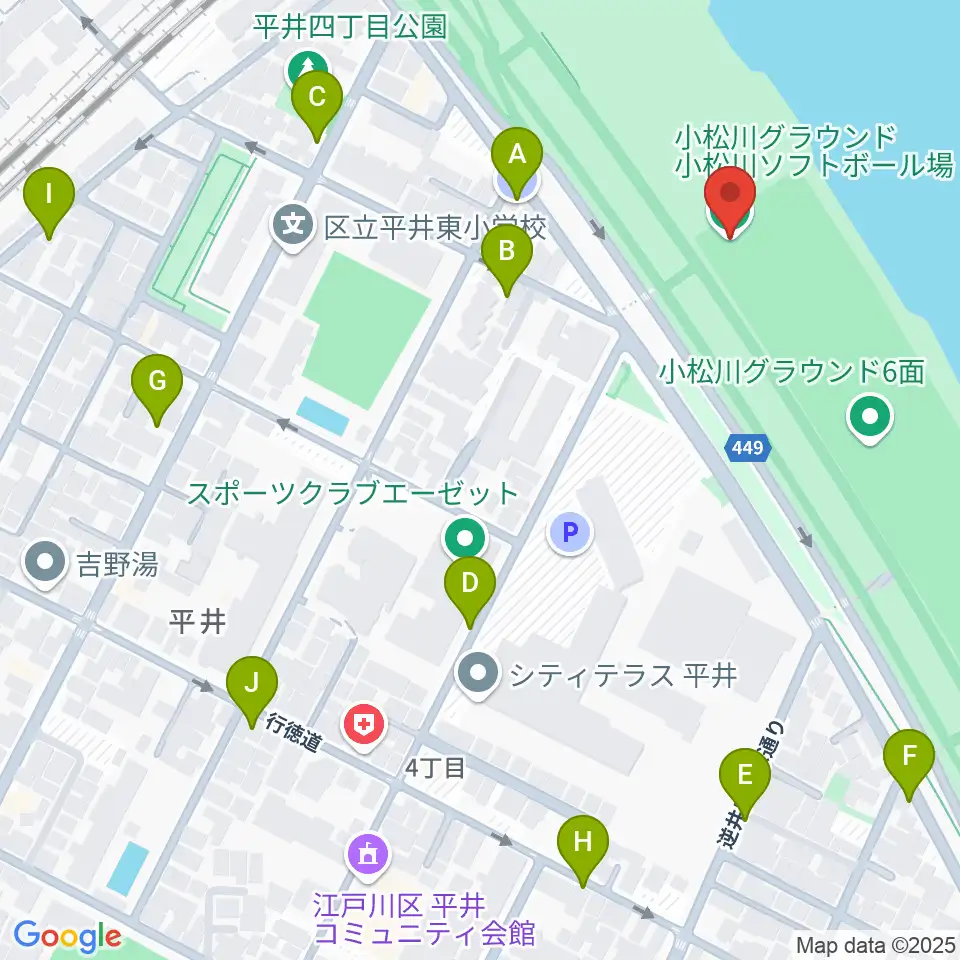 小松川ソフトボール場周辺の駐車場・コインパーキング一覧地図