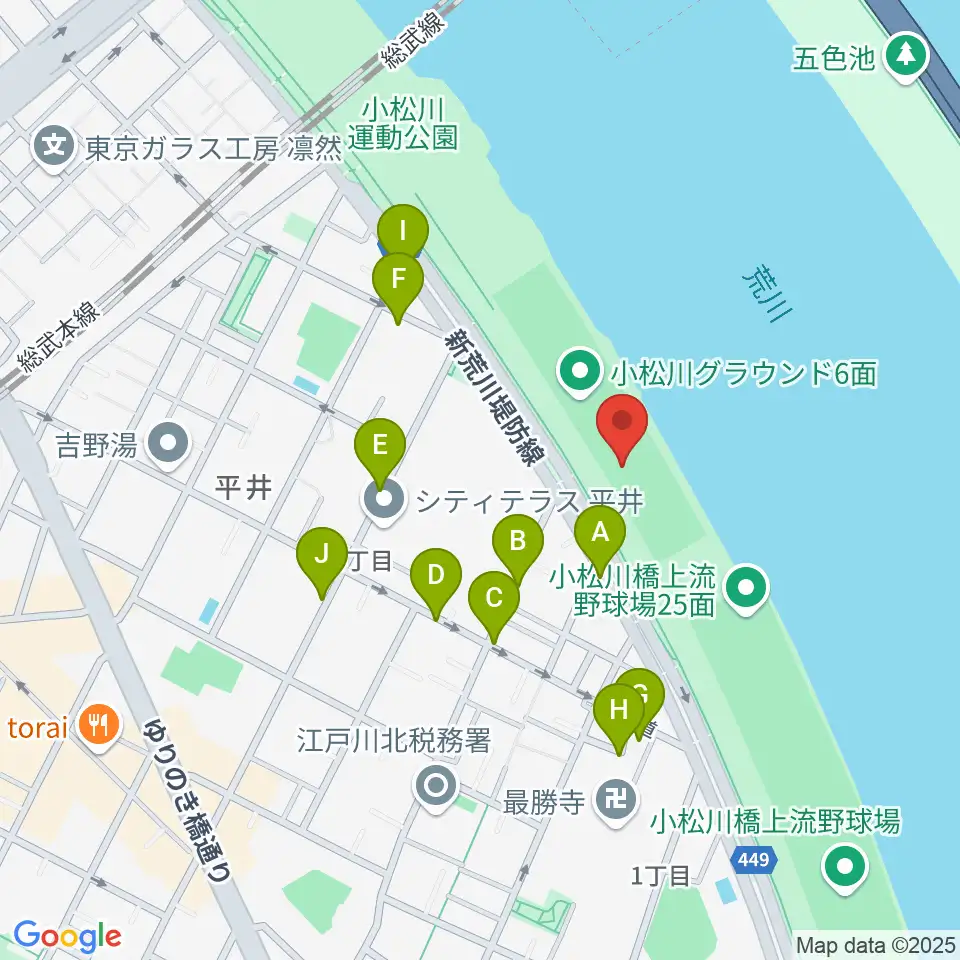 小松川少年野球場周辺の駐車場・コインパーキング一覧地図