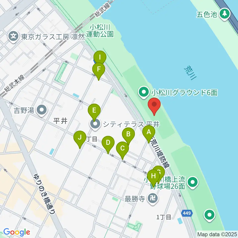 小松川少年野球場周辺の駐車場・コインパーキング一覧地図