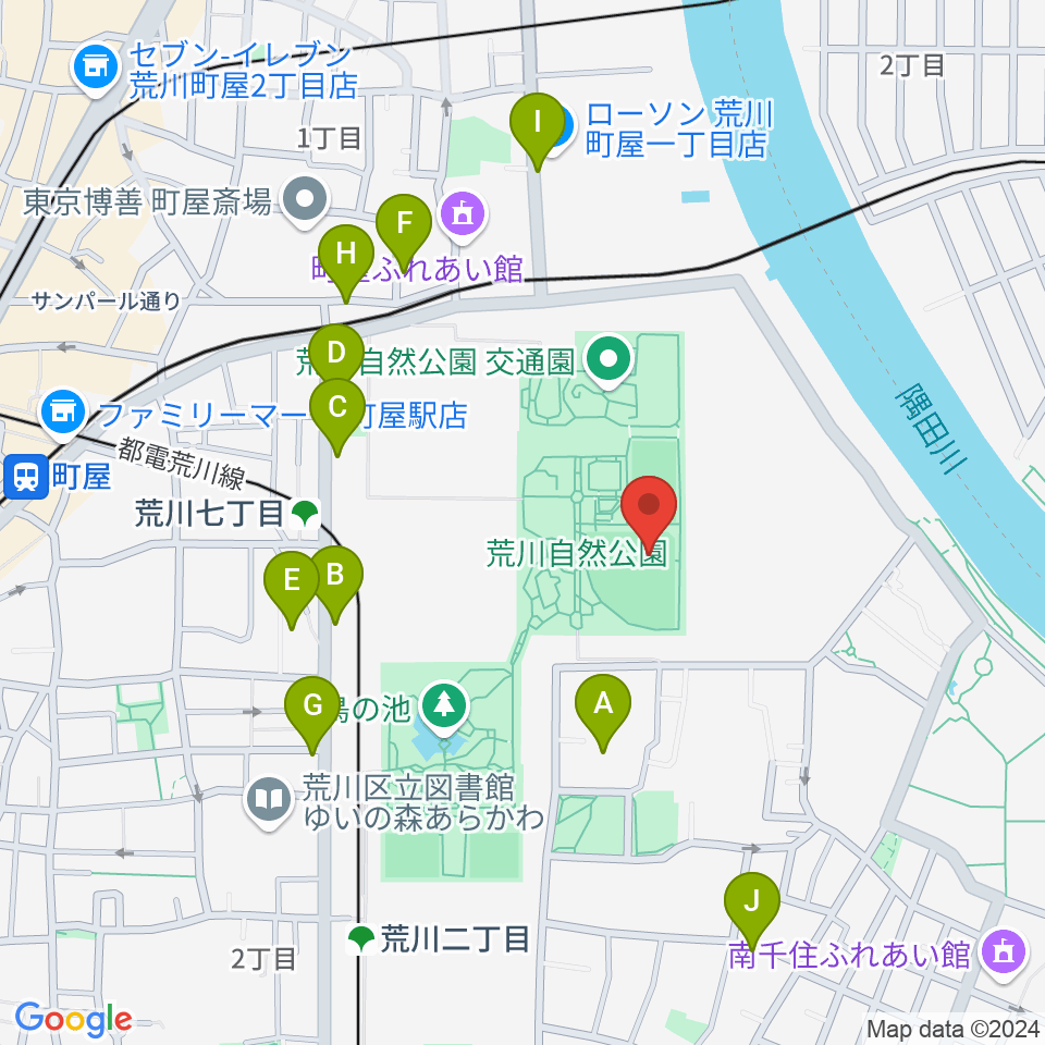 荒川自然公園野球場周辺の駐車場・コインパーキング一覧地図