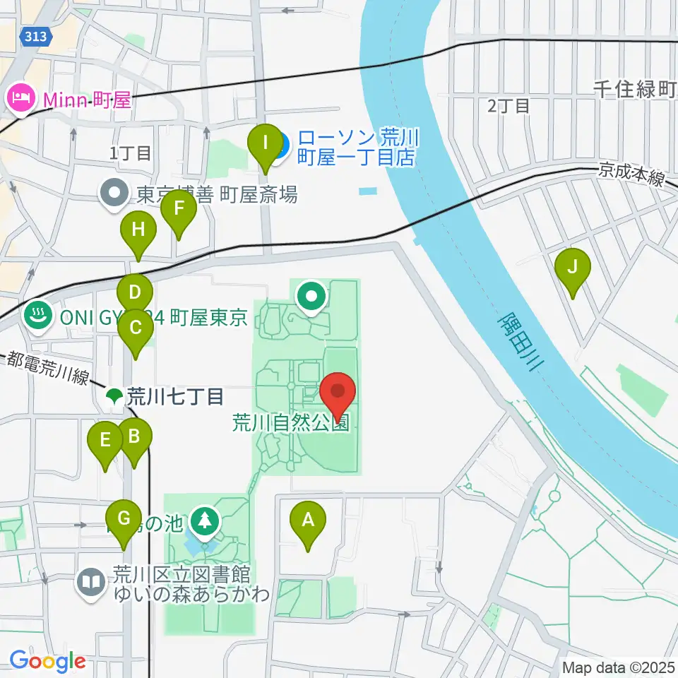 荒川自然公園野球場周辺の駐車場・コインパーキング一覧地図