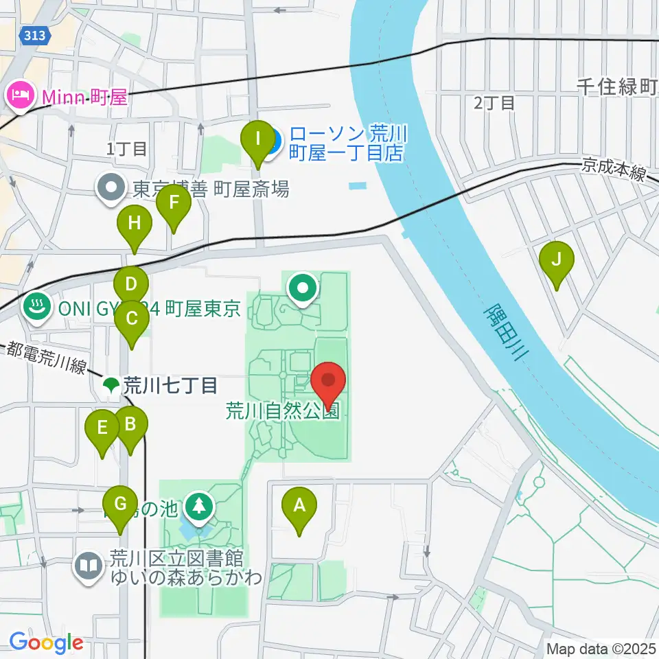 荒川自然公園野球場周辺の駐車場・コインパーキング一覧地図