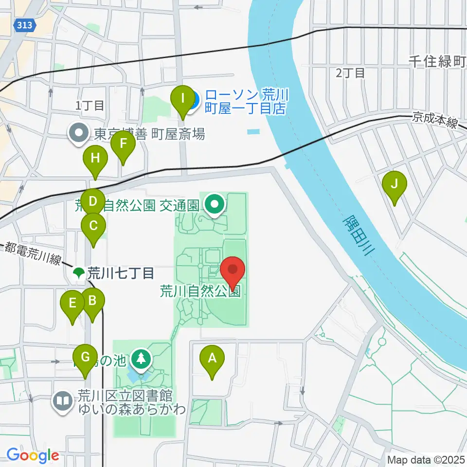 荒川自然公園野球場周辺の駐車場・コインパーキング一覧地図