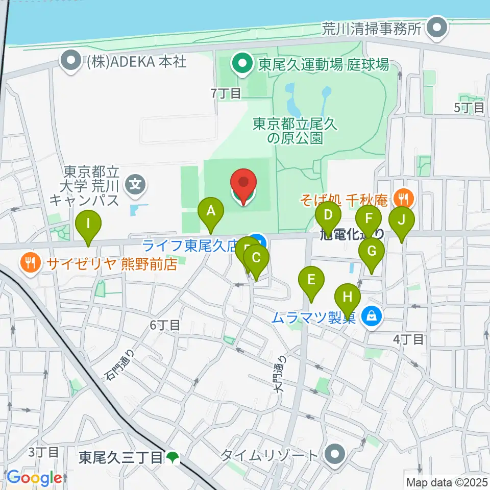東尾久運動場多目的広場周辺の駐車場・コインパーキング一覧地図