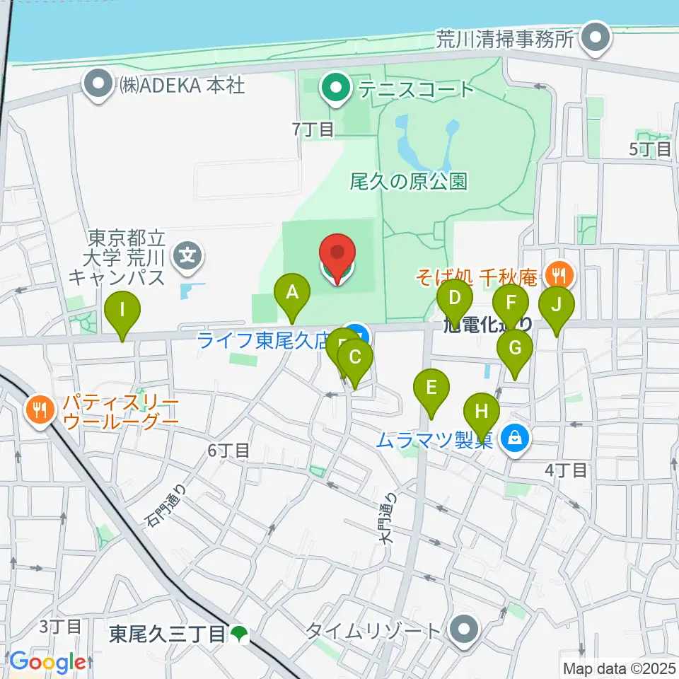 東尾久運動場多目的広場周辺の駐車場・コインパーキング一覧地図