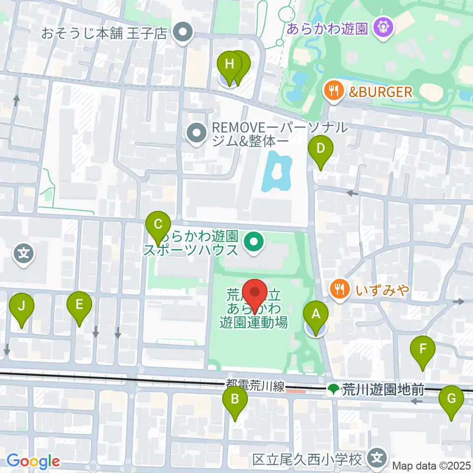 あらかわ遊園運動場周辺の駐車場・コインパーキング一覧地図