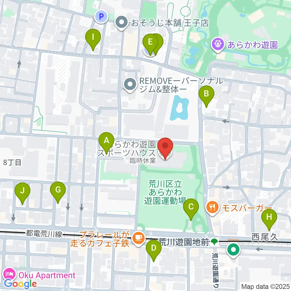 あらかわ遊園スポーツハウス周辺の駐車場・コインパーキング一覧地図