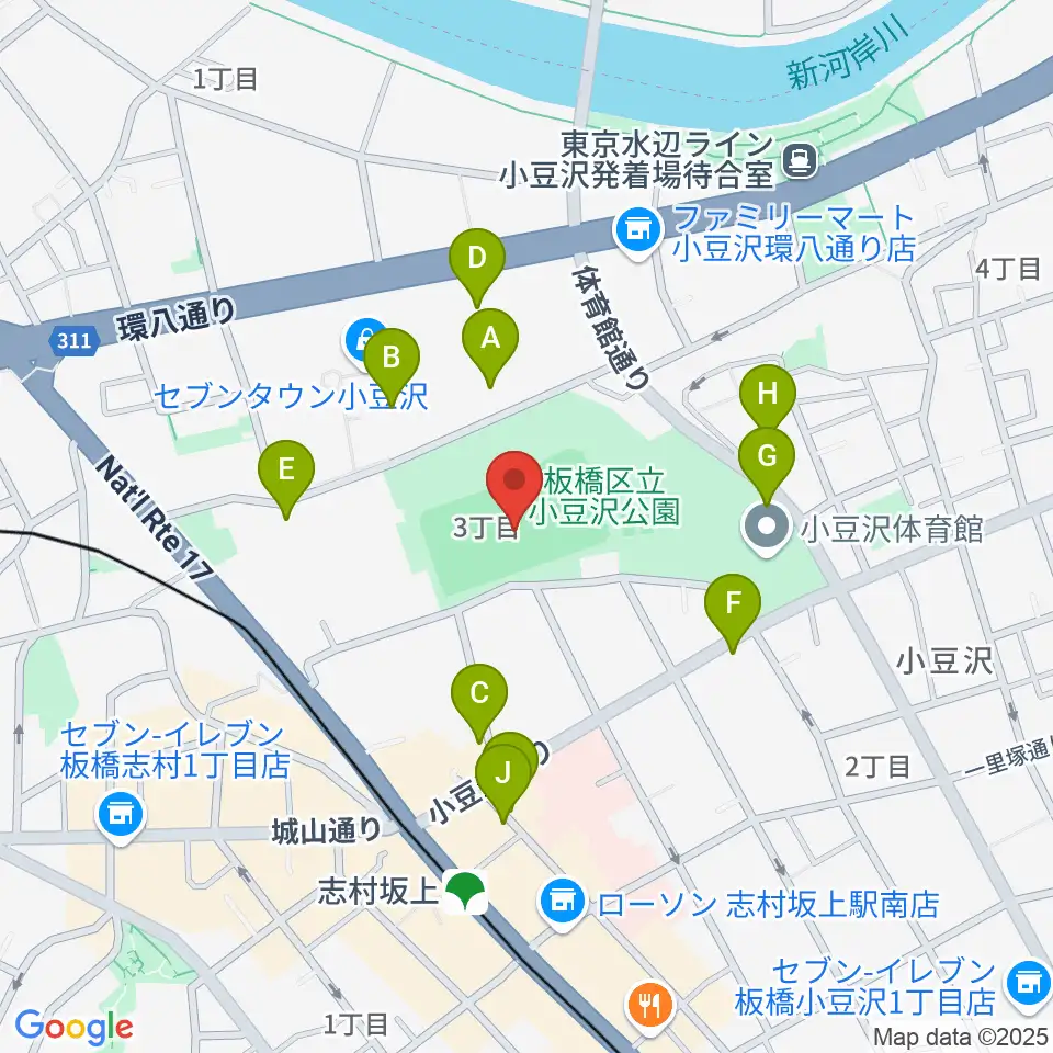 小豆沢野球場周辺の駐車場・コインパーキング一覧地図