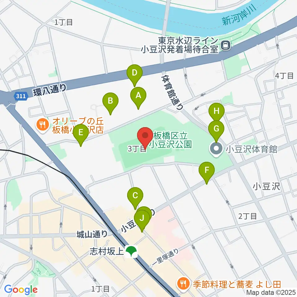 小豆沢野球場周辺の駐車場・コインパーキング一覧地図