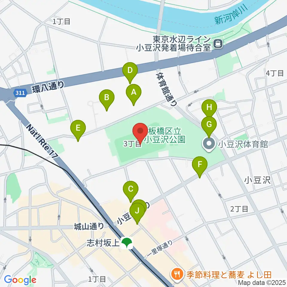 小豆沢野球場周辺の駐車場・コインパーキング一覧地図