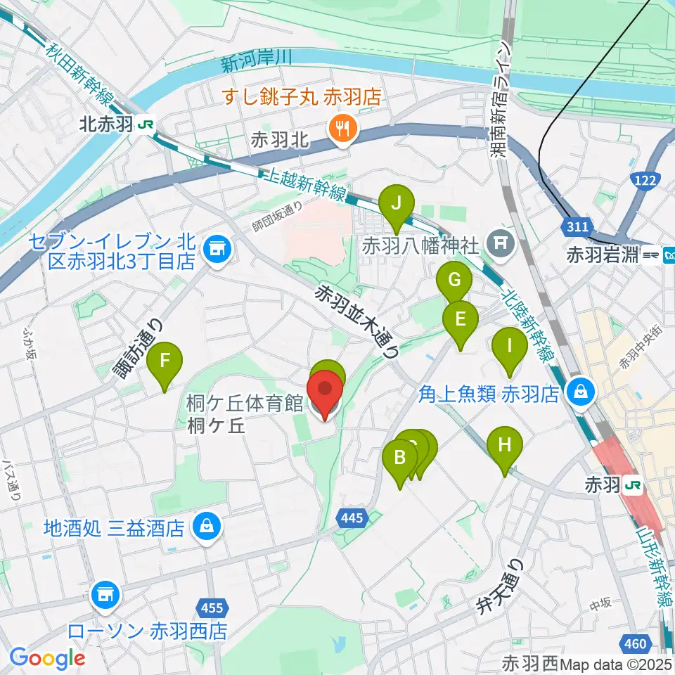 桐ケ丘体育館周辺の駐車場・コインパーキング一覧地図