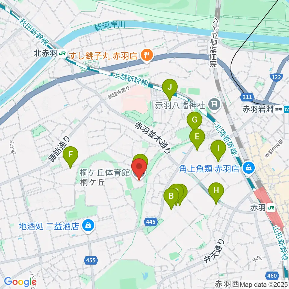 桐ケ丘体育館周辺の駐車場・コインパーキング一覧地図