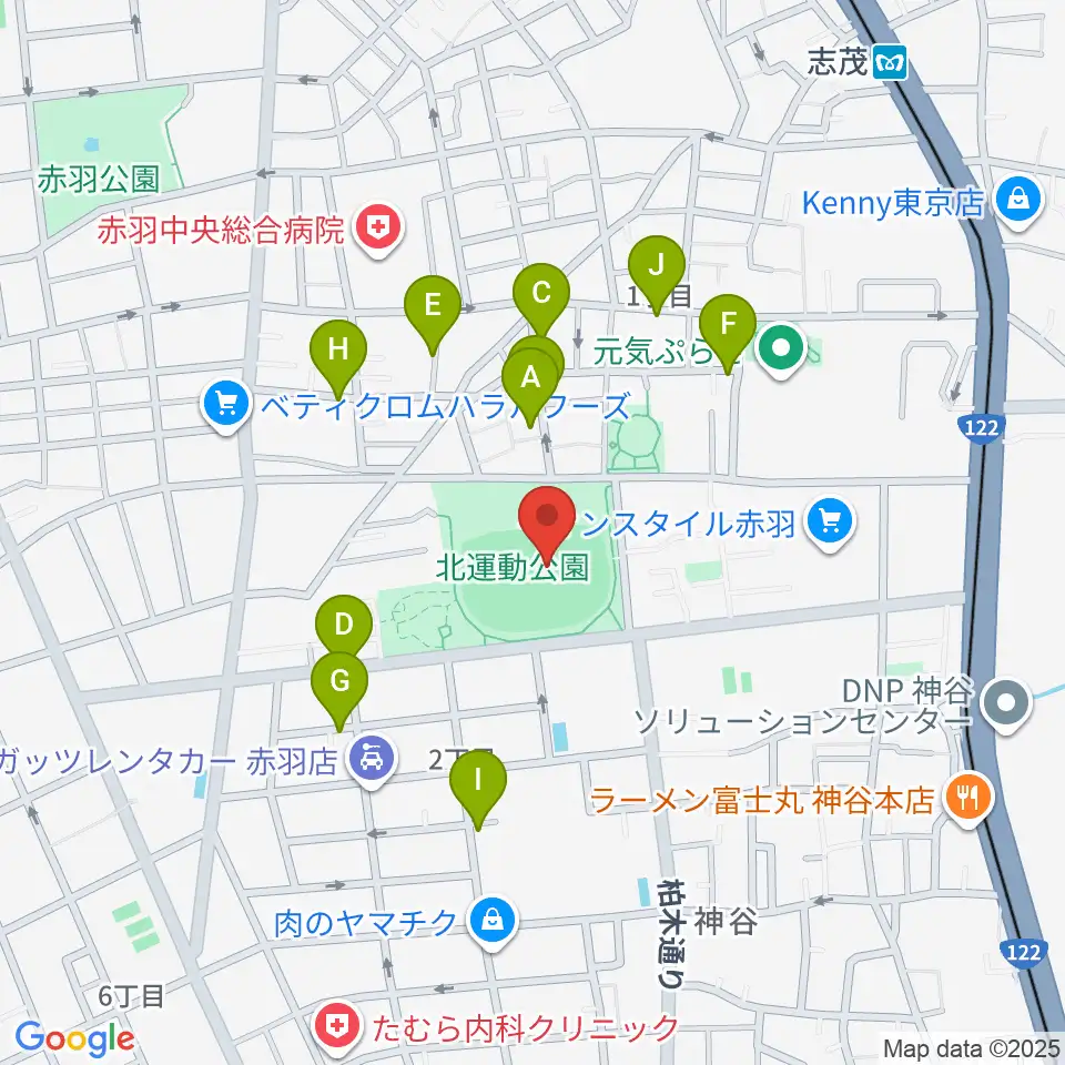 北区立北運動場周辺の駐車場・コインパーキング一覧地図
