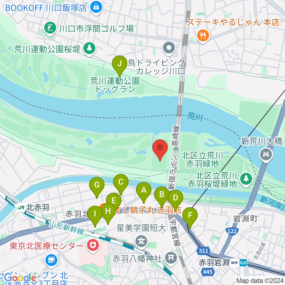 新荒川大橋サッカー場周辺の駐車場・コインパーキング一覧地図