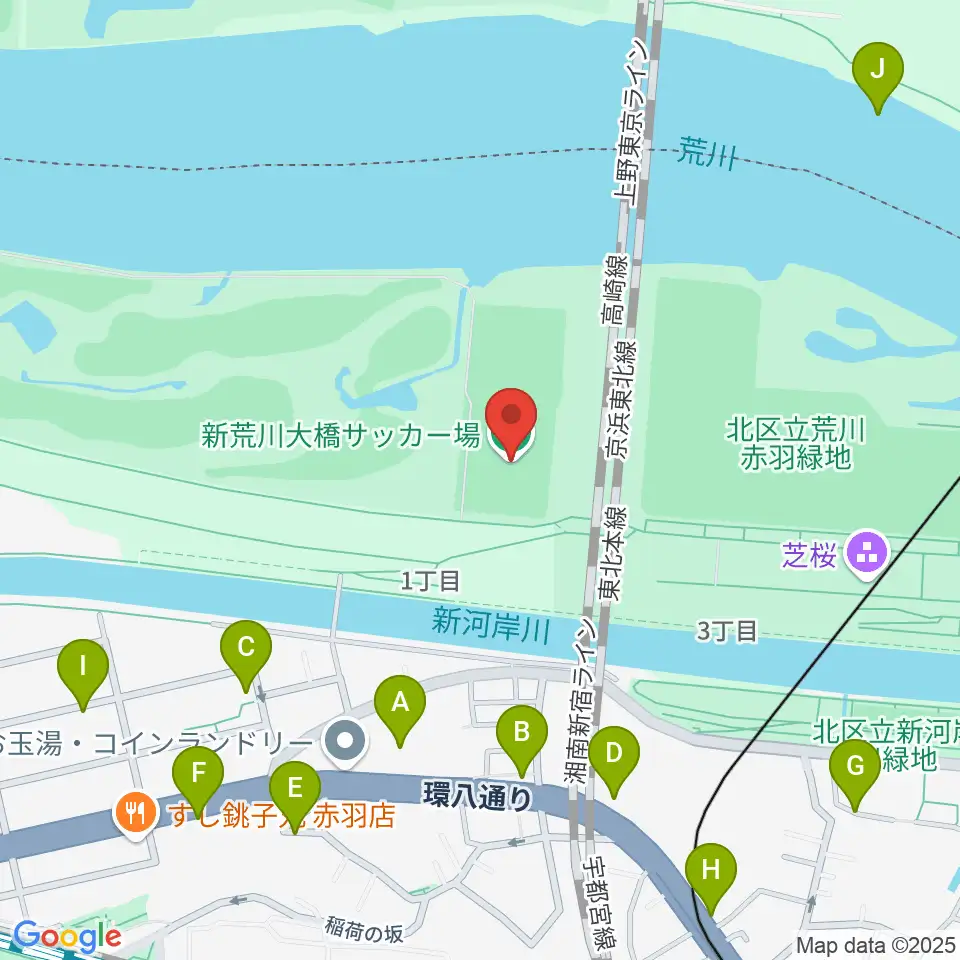 新荒川大橋サッカー場周辺の駐車場・コインパーキング一覧地図