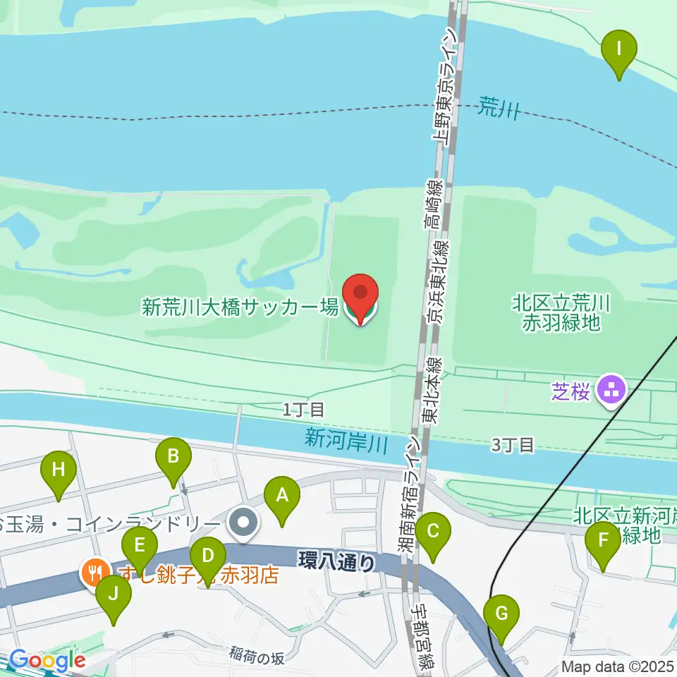 新荒川大橋サッカー場周辺の駐車場・コインパーキング一覧地図