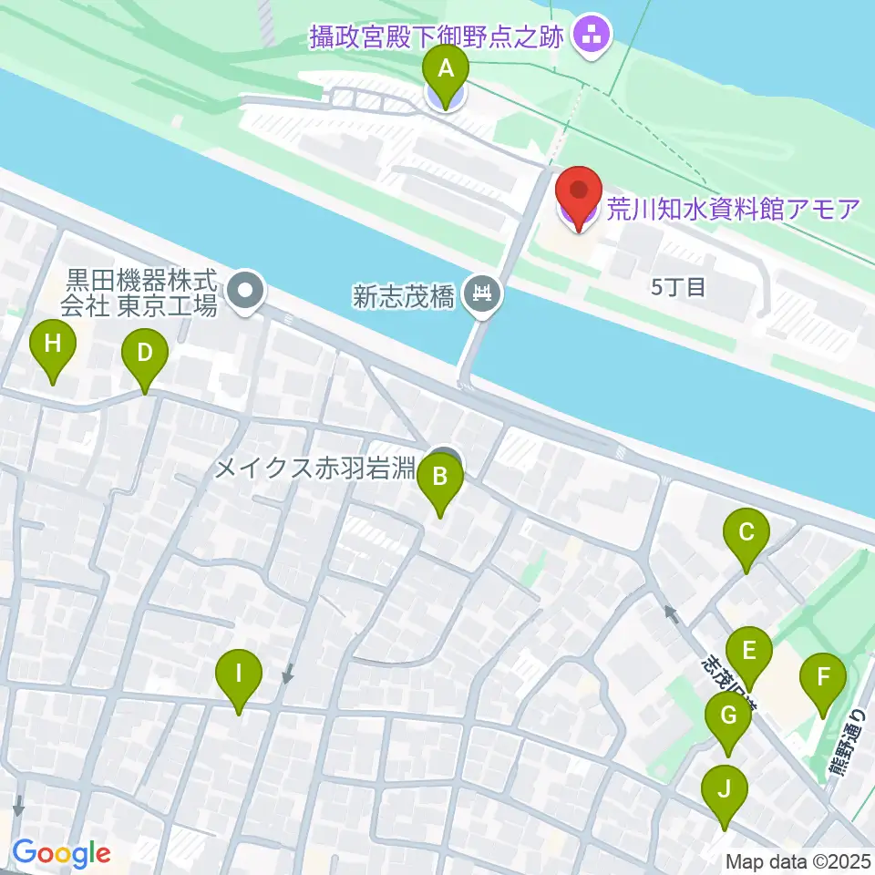 荒川知水資料館amoa周辺の駐車場・コインパーキング一覧地図