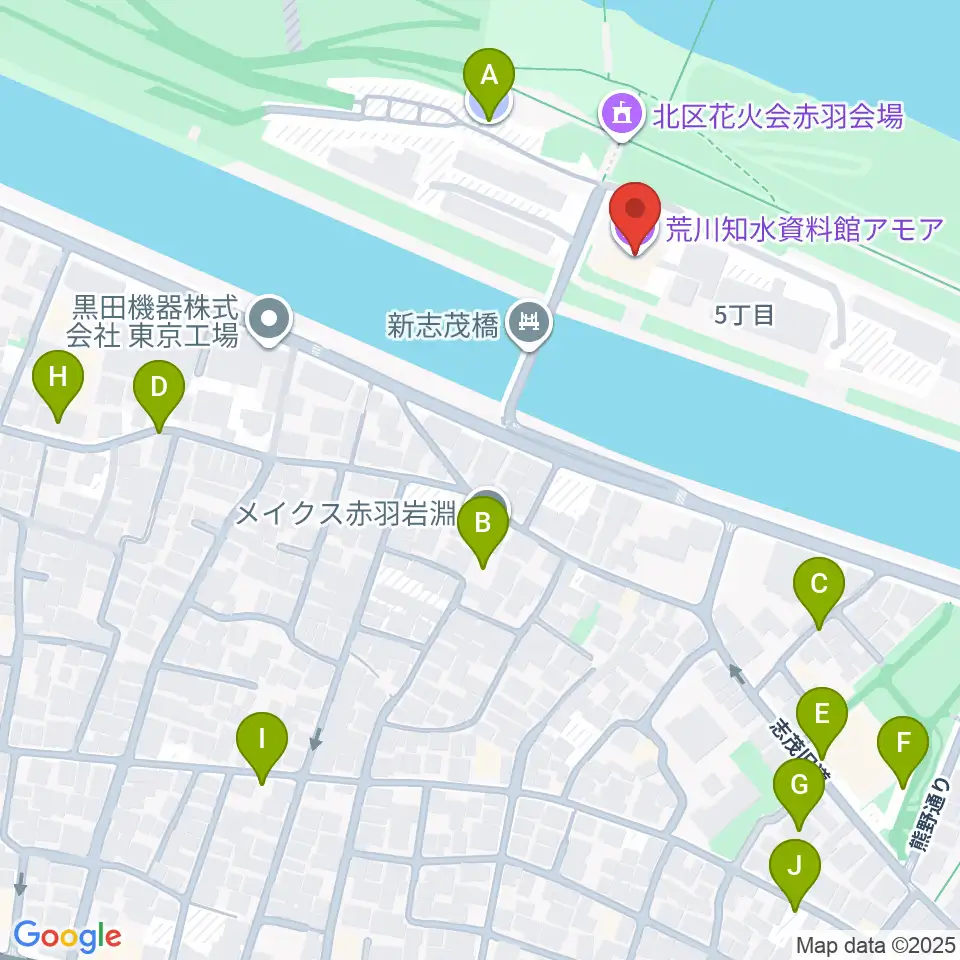 荒川知水資料館amoa周辺の駐車場・コインパーキング一覧地図