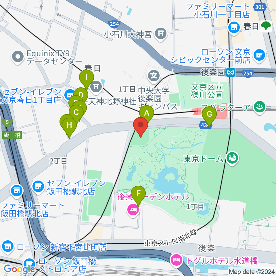 後楽公園少年野球場周辺の駐車場・コインパーキング一覧地図