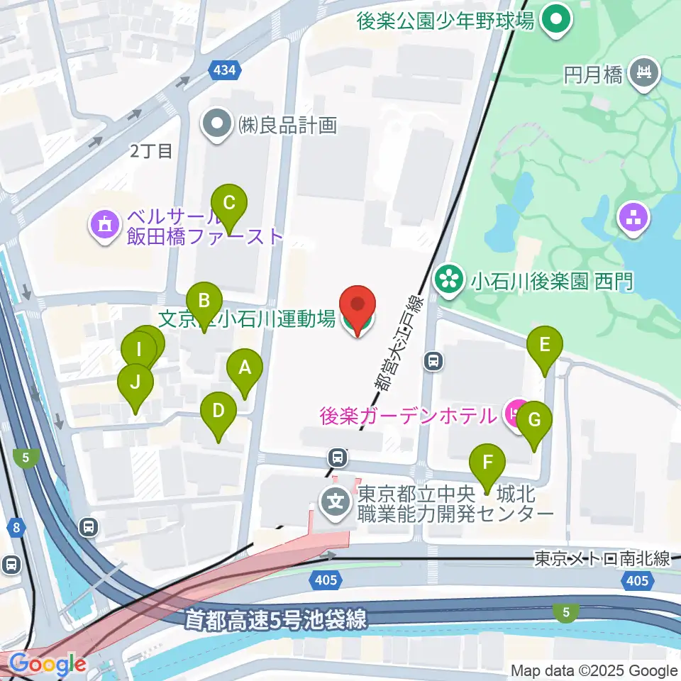 小石川運動場周辺の駐車場・コインパーキング一覧地図