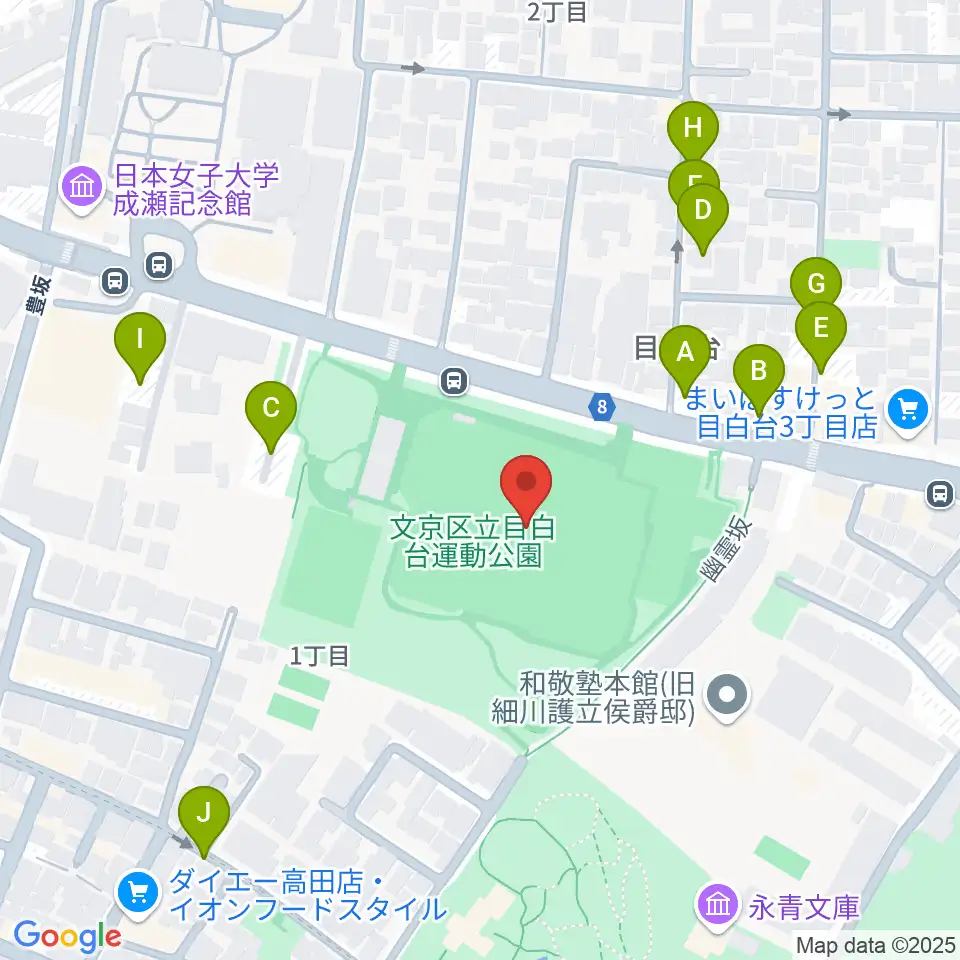 目白台運動公園多目的広場周辺の駐車場・コインパーキング一覧地図