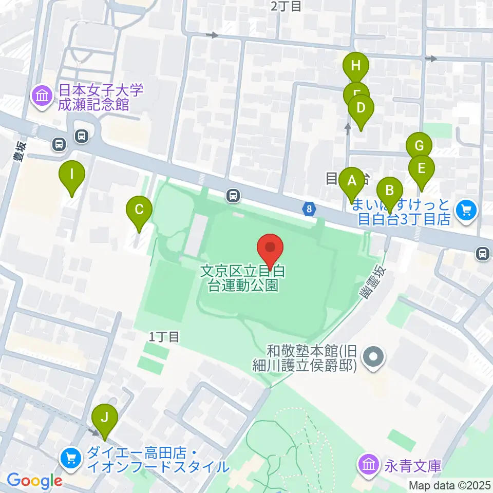 目白台運動公園多目的広場周辺の駐車場・コインパーキング一覧地図
