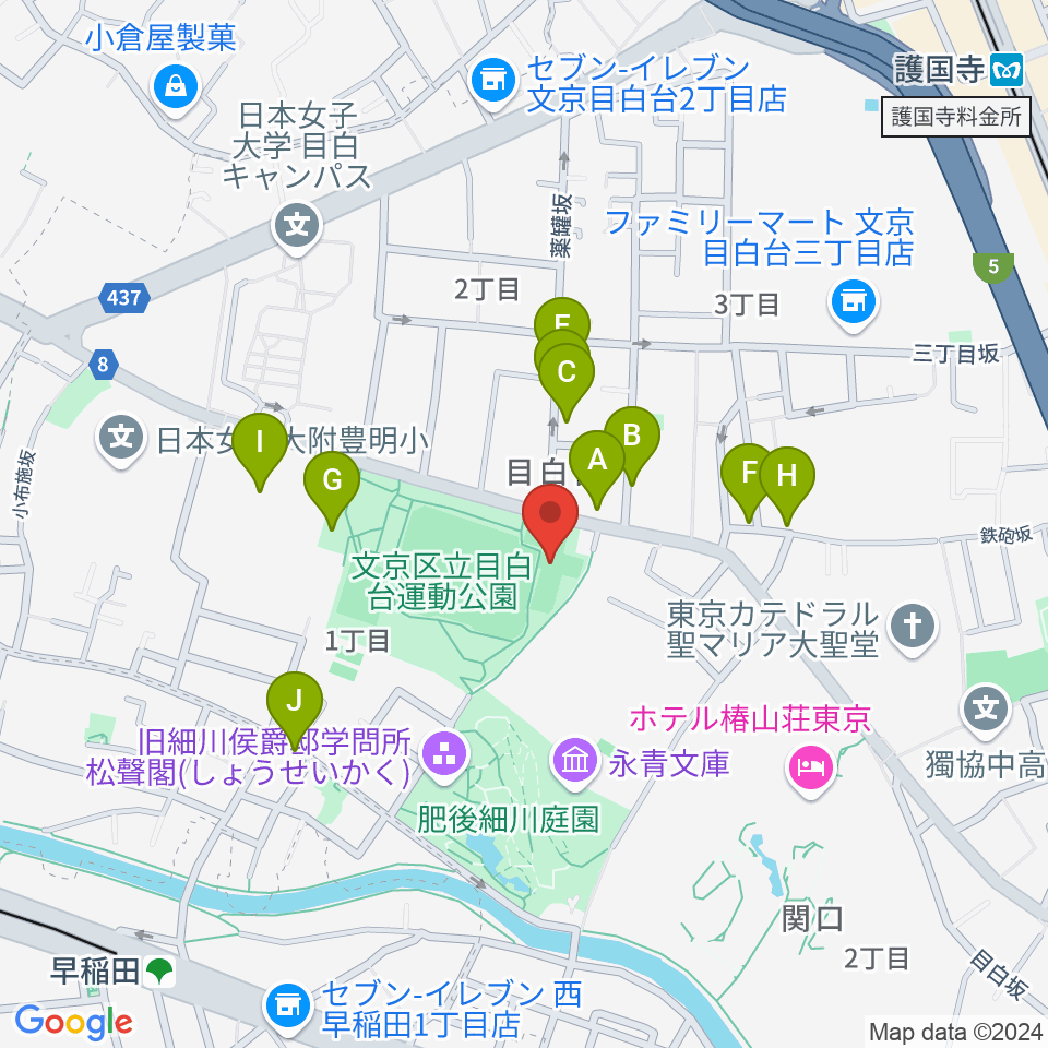 目白台運動公園フットサルコート周辺の駐車場・コインパーキング一覧地図