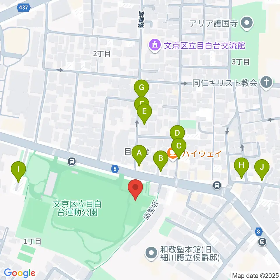 目白台運動公園フットサルコート周辺の駐車場・コインパーキング一覧地図