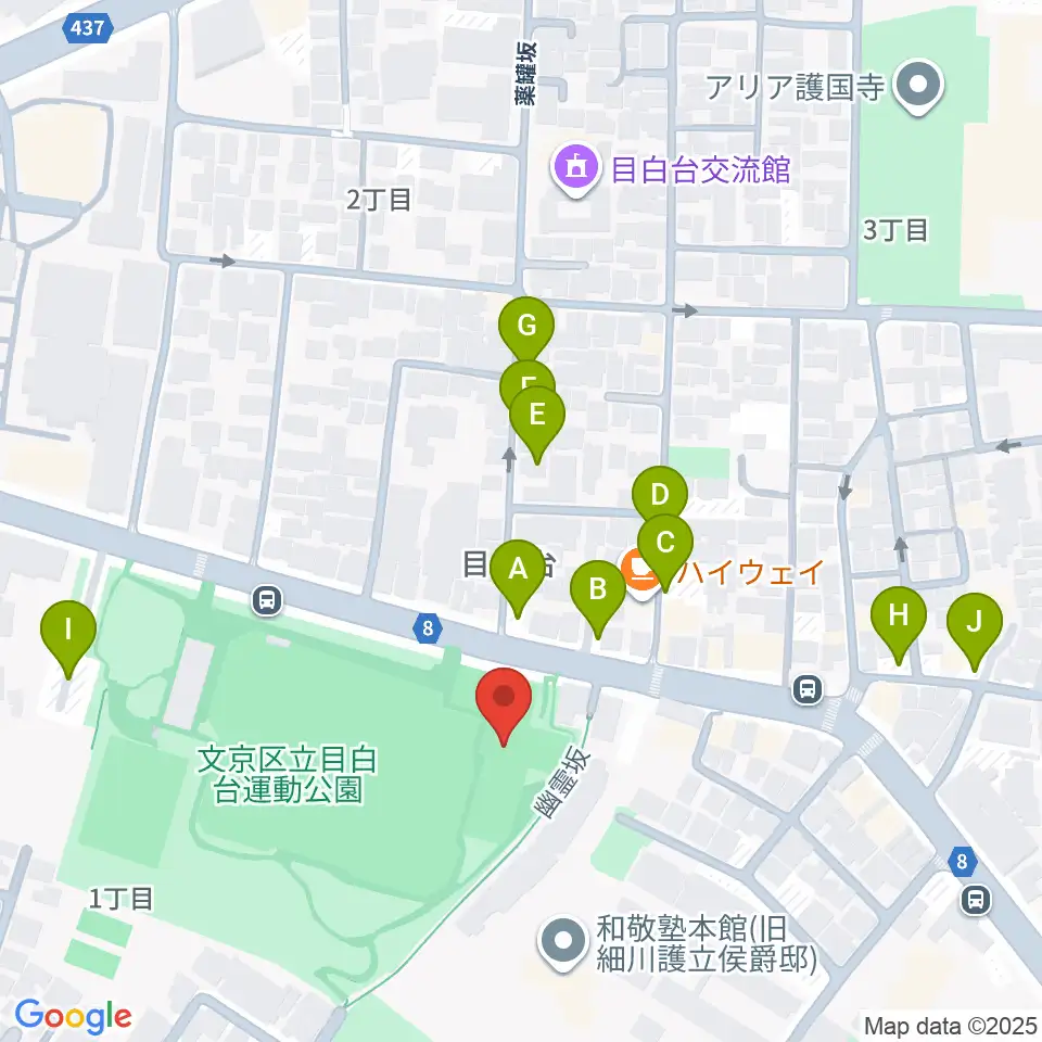 目白台運動公園フットサルコート周辺の駐車場・コインパーキング一覧地図