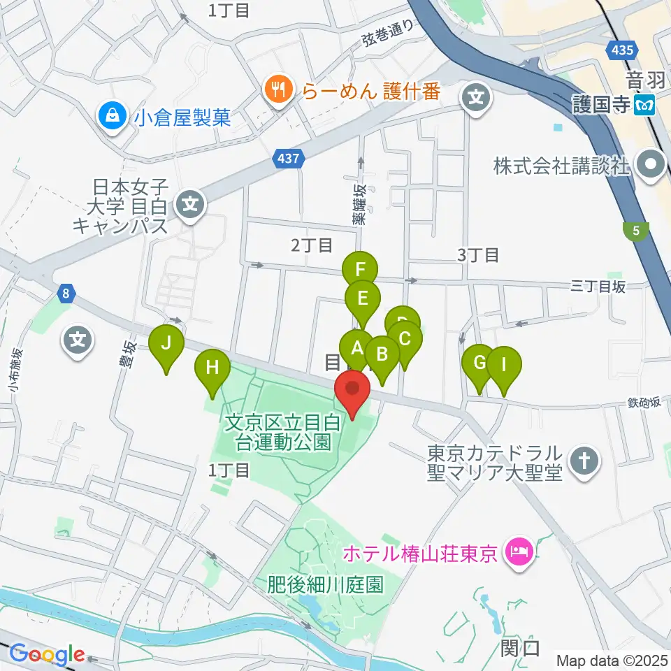目白台運動公園フットサルコート周辺の駐車場・コインパーキング一覧地図