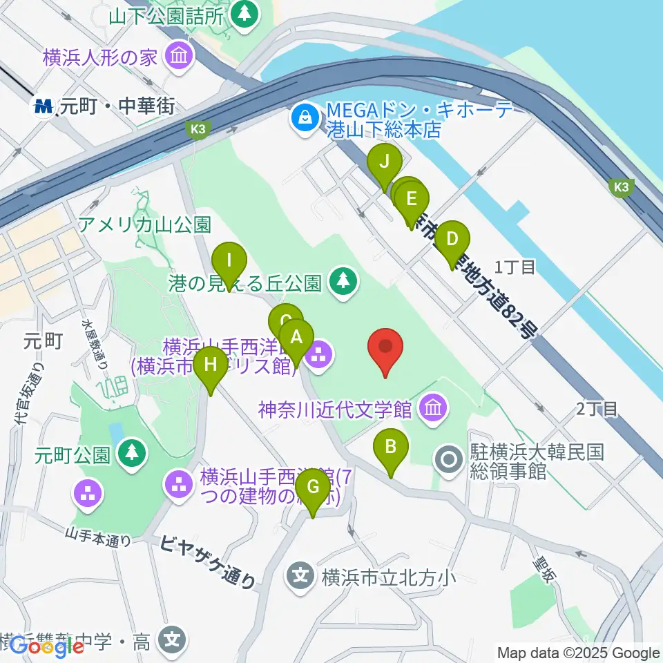 大佛次郎記念館周辺の駐車場・コインパーキング一覧地図