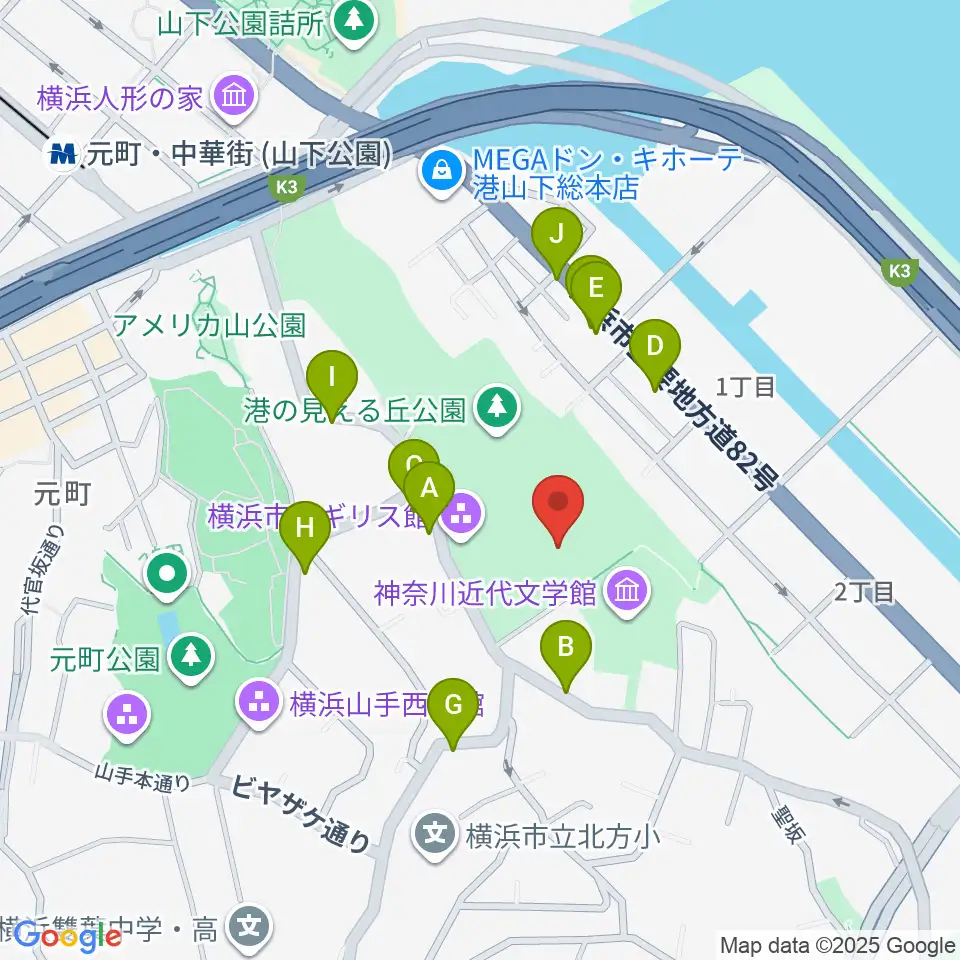 大佛次郎記念館周辺の駐車場・コインパーキング一覧地図