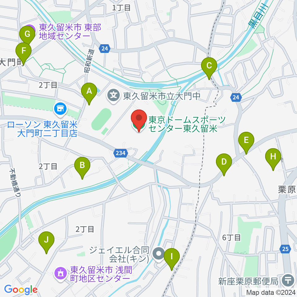 東久留米市スポーツセンター周辺の駐車場・コインパーキング一覧地図