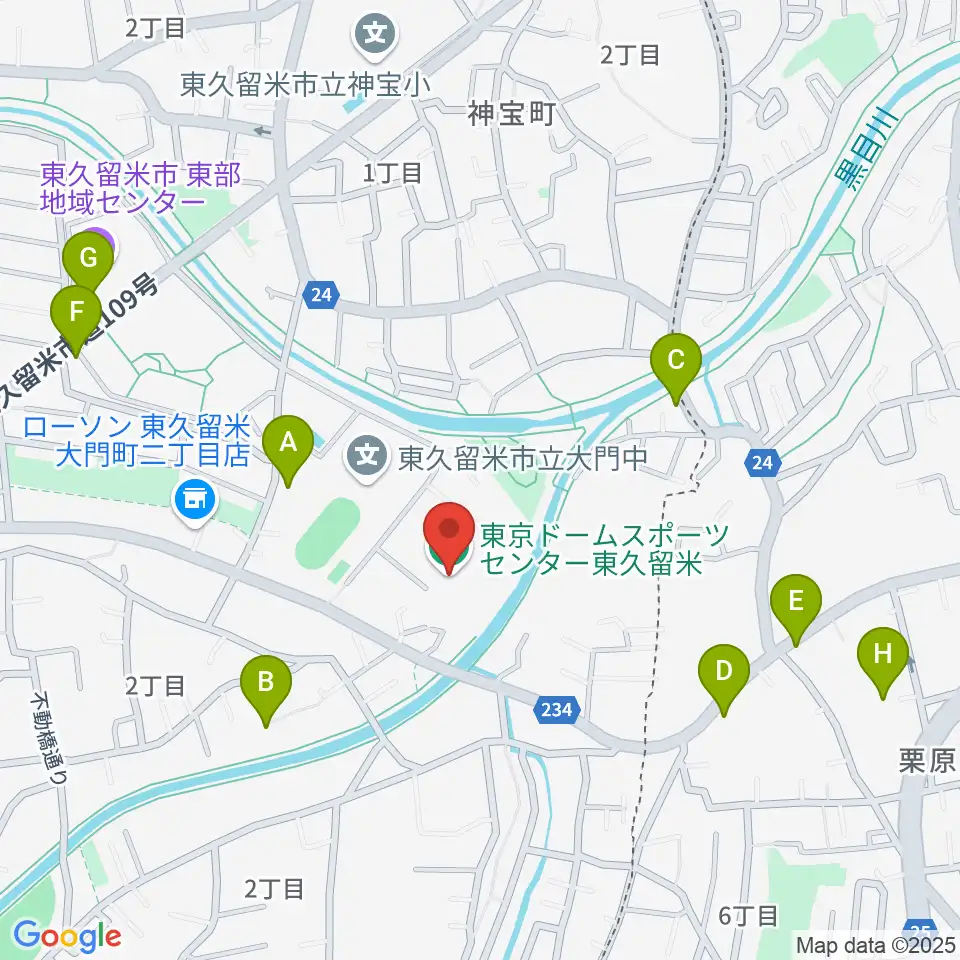 東久留米市スポーツセンター周辺の駐車場・コインパーキング一覧地図